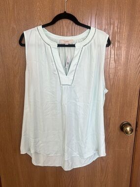 LOFT Light Mint V-Neck Sleeveless Shirt